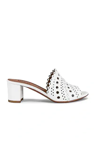 Alaïa Women's Laser-cut Leather Mules In Blanc