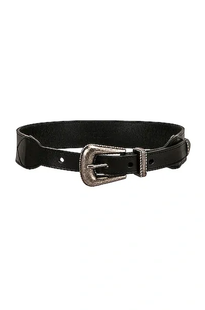 Saint Laurent Folk Buckle Belt In Nero