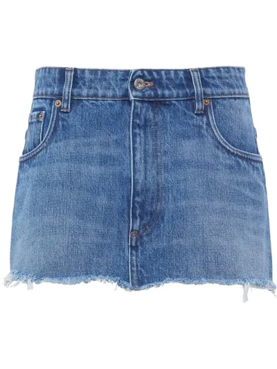 Miu Miu Denim Mini Skirt In F0008 Bleu