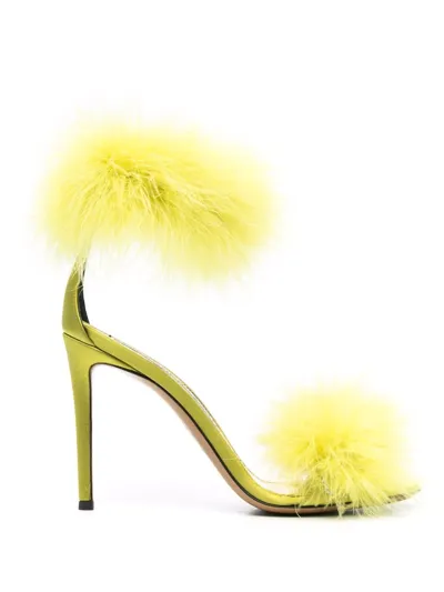 Alexandre Vauthier 110mm Feather-straps Sandals In Green