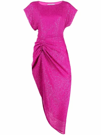 In The Mood For Love Sequin Gathered-detail Dress In Rosa