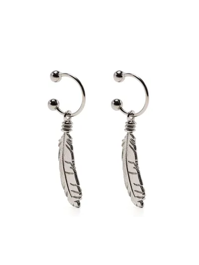 Marcelo Burlon County Of Milan Feather Piercing Earrings In Silver