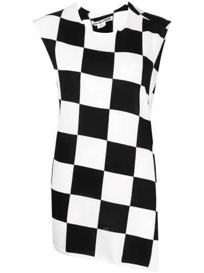 Comme Des Garçons Checkerboard Knitted Tank Top In Schwarz