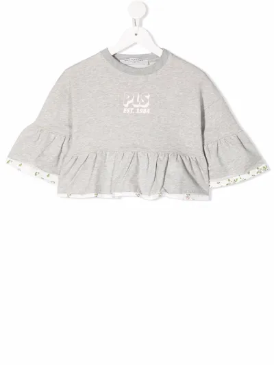 Philosophy Di Lorenzo Serafini Kids' Ruffle-trimmed Sweatshirt Top In Grey