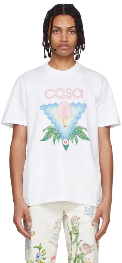 Casablanca Memphis Icon Organic-cotton T-shirt In White