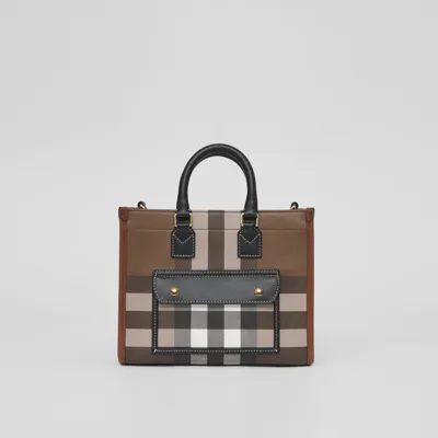 Burberry Mini Freya Tote In Dark Birch Brown