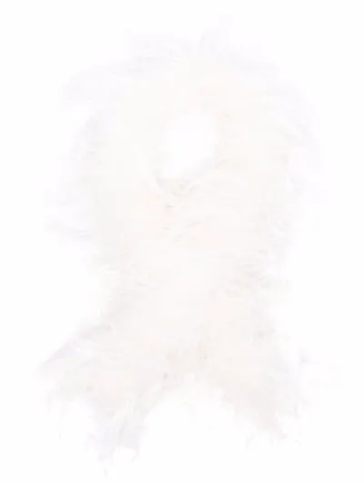 Styland Ostrich Feather Scarf In Weiss