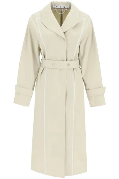 Off-white Off White Organic Cotton Trench Coat In Light Grey No Color (grey)