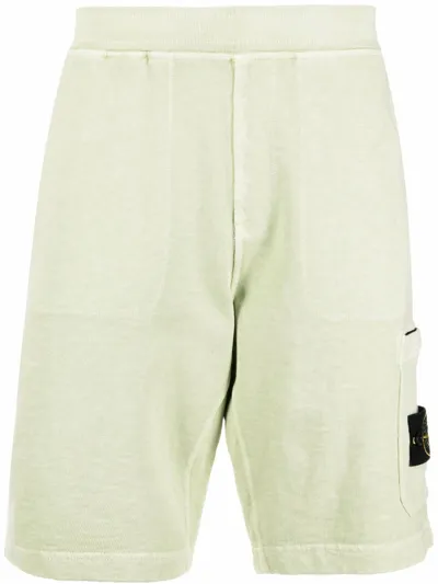 Stone Island Compass-patch Track Shorts In Grün