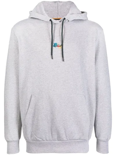 Paul Smith Paint-splatter Logo-print Hoodie In Grey