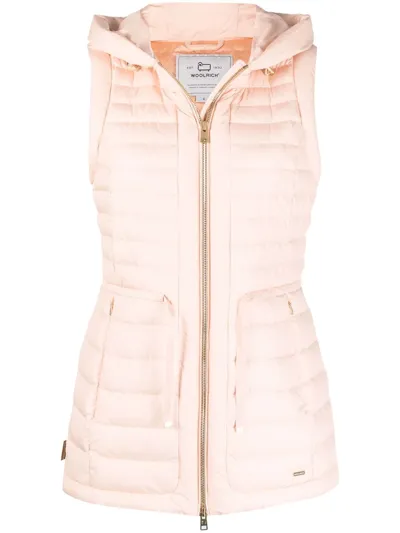 Woolrich Hibiscus Hooded Goose-down Gilet In Rosa