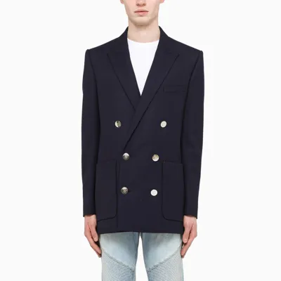 Balmain Marine Blue Double-breasted Blazer