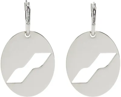 We11 Done Silver Logo Motif Earrings