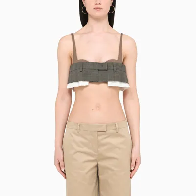 Miu Miu Checked Bra Top In Grey