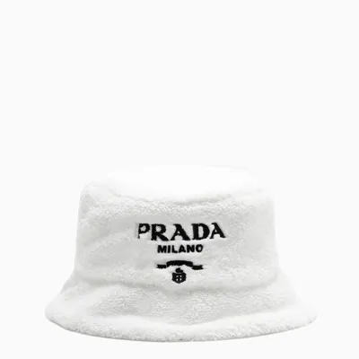 Prada White Terry Bucket Hat