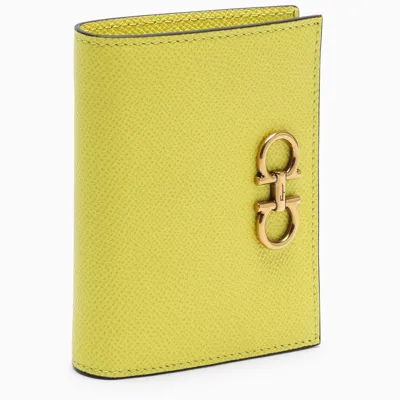 Ferragamo Canary The Gancini Small Wallet In Yellow