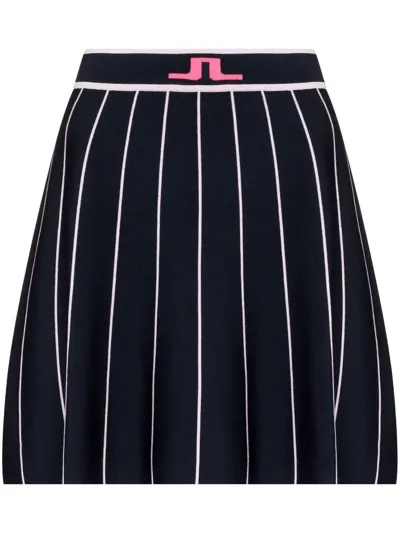 J. Lindeberg Striped Knitted Mini Golf Skirt In Blue