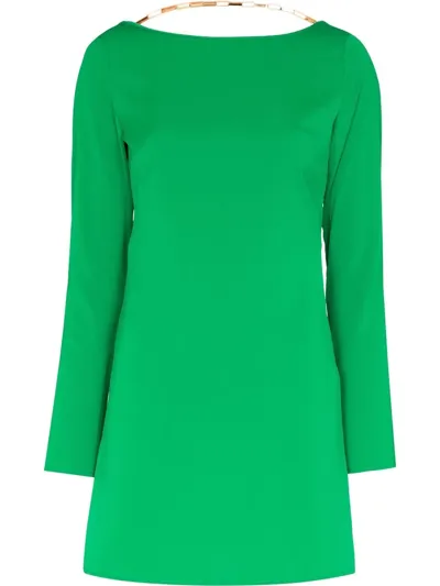 De La Vali Sinatra Green Matte Satin Mini Dress