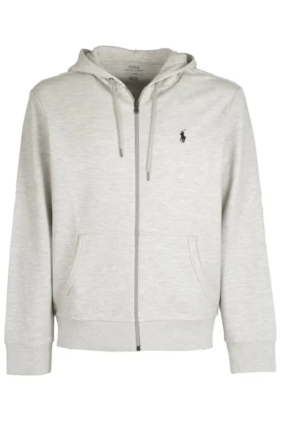 Polo Ralph Lauren Logo Embroidered Drawstring Hoodie In Grey