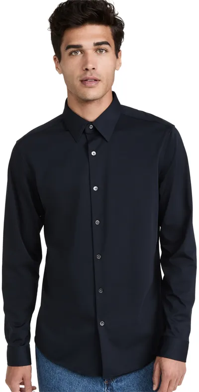 Theory Sylvain Structure Knit Regular Fit Shirt In Black