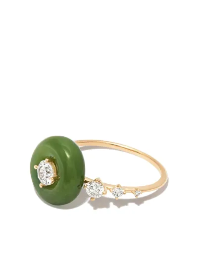 Fernando Jorge 18kt Yellow Gold Surround Jade And Diamond Ring