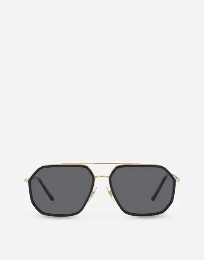 Dolce & Gabbana Gros Grain Sunglasses In Gold And Black