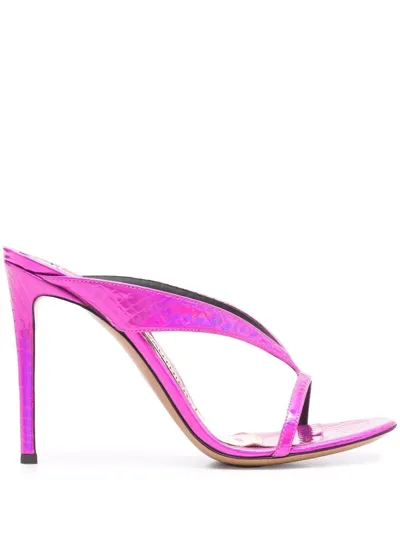 Alexandre Vauthier Strappy Crocodile-effect 110mm Sandals In Fuchsia