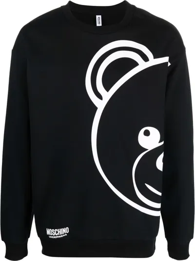 Moschino Teddy Bear-print Crew Neck Sweatshirt In Schwarz