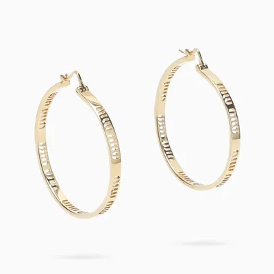 Miu Miu Gold-tone Logoed Earrings In Metallic