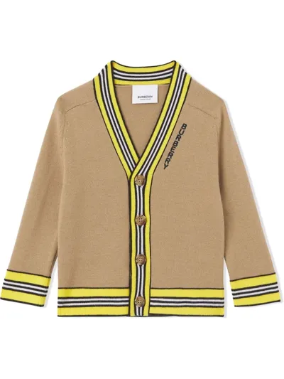 Burberry Babies' Icon Stripe Cardigan In Neutrals