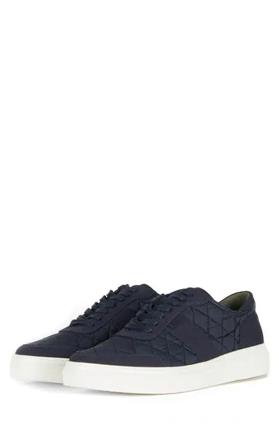 Barbour Liddesdale Quilted Shell And Woven Low-top Trainers In Navy Suede