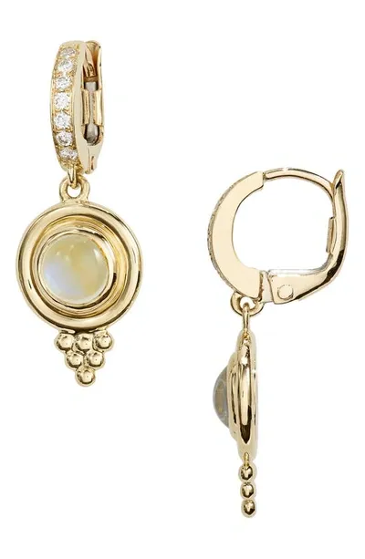 Temple St Clair Women's Classic 18k Gold, Diamond & Blue Moonstone Temple Earrings In Gold White