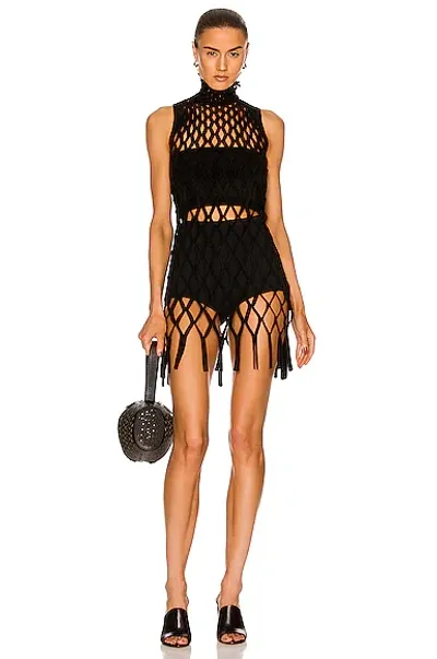 Alaïa Fishnet Short Dress In Noir