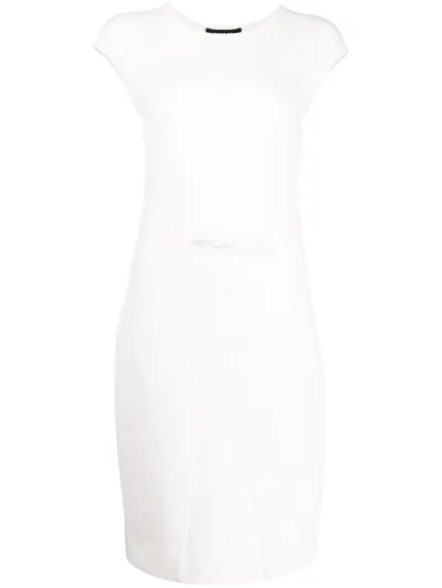 Paule Ka Ribbed-panel Detail Dress In Weiss