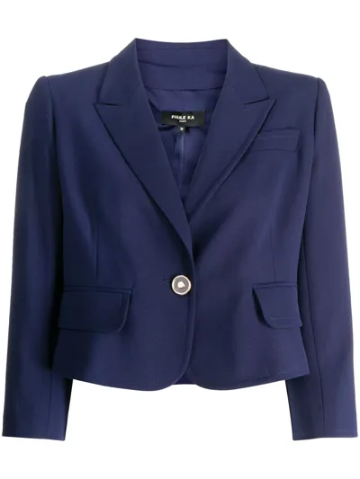 Paule Ka Single-breasted Cropped Blazer In Blau