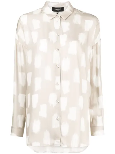 Paule Ka Brush-stroke Print Long-sleeve Shirt In Nude