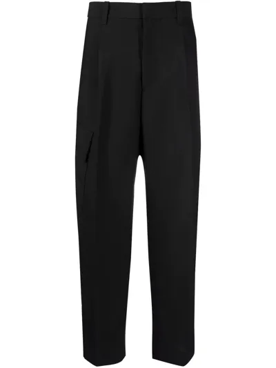 Oamc Straight-leg Cotton Trousers In Schwarz