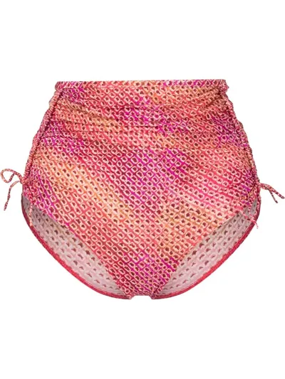 Isabel Marant Selaris Geometric-print Bikini Bottoms In Tangerine