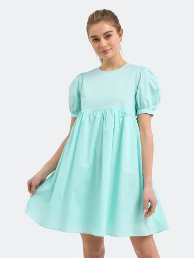 English Factory Puff Sleeve Cotton Babydoll Dress In Mint