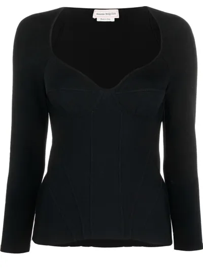 Alexander Mcqueen Inserted-bra Detail Top In Black