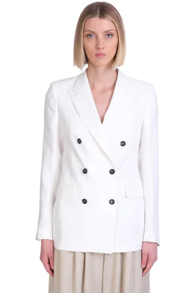 Tagliatore Double-breasted Tailored Linen Blazer In White