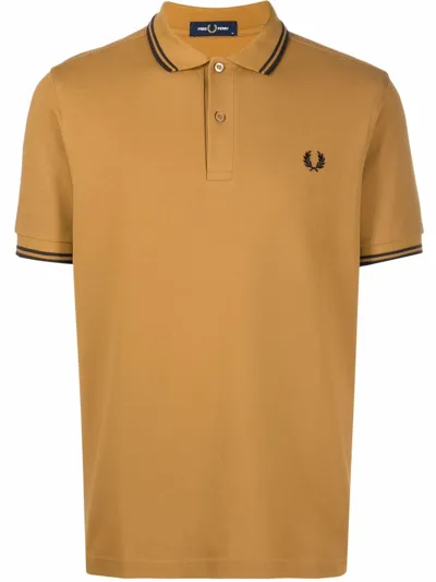 Fred Perry Embroidered-logo Polo Shirt In Braun