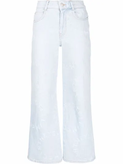 Stella Mccartney Stella Logo Distressed Cropped Jeans In Blue