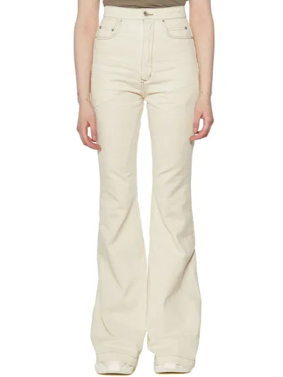 Rick Owens Drkshdw Button Detailed Flared Jeans In Natural