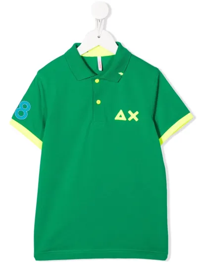 Sun 68 Kids' Logo-print Short-sleeved Polo Shirt In Green