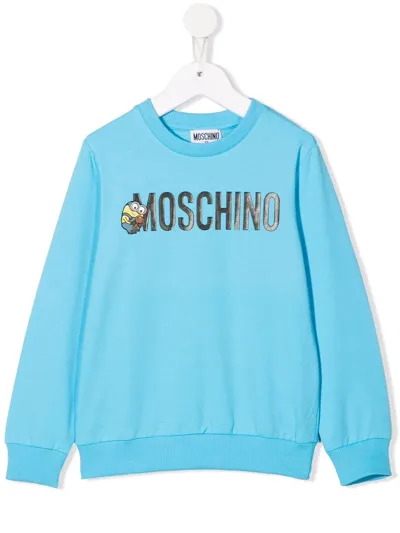 Moschino Kids' Minions-motif Cotton Sweatshirt In Blue