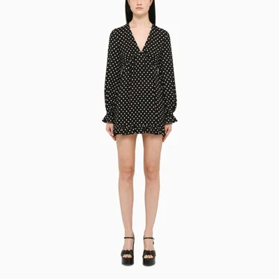 Saint Laurent Black/white Polka-dot Short Dress