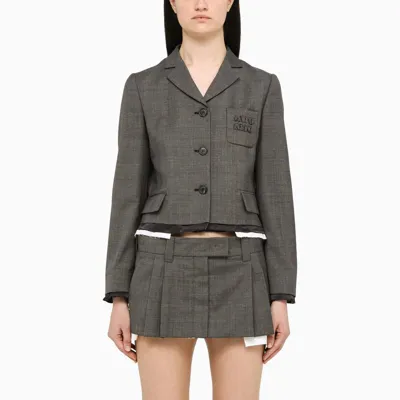 Miu Miu Grey Checked Single-breasted