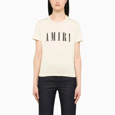 Amiri Ivory T-shirt With Contrasting Logo Lettering In White