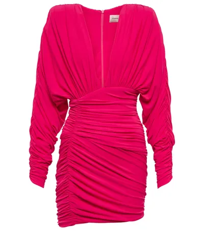 Alexandre Vauthier Plunge-neck Ruched Jersey Dress In Pink